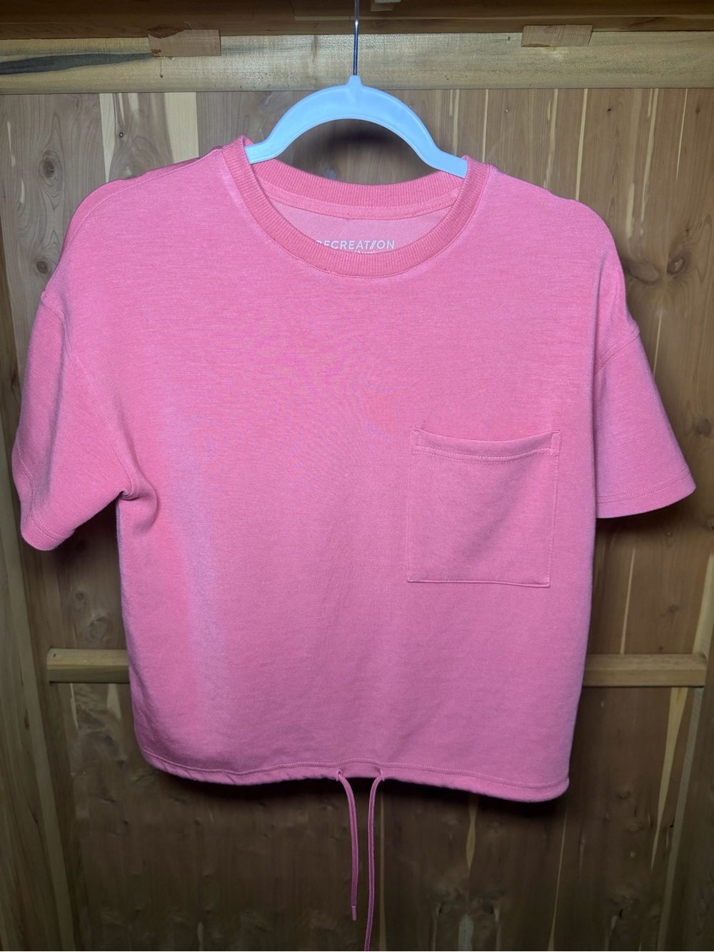 Womens Pink utility Pocket Drawstring Tee